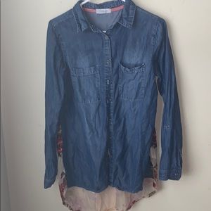 Medium Taylor and Sage Denim/Velvet Botton up